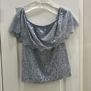 BP Lace Off-Shoulder Blouse - light blue